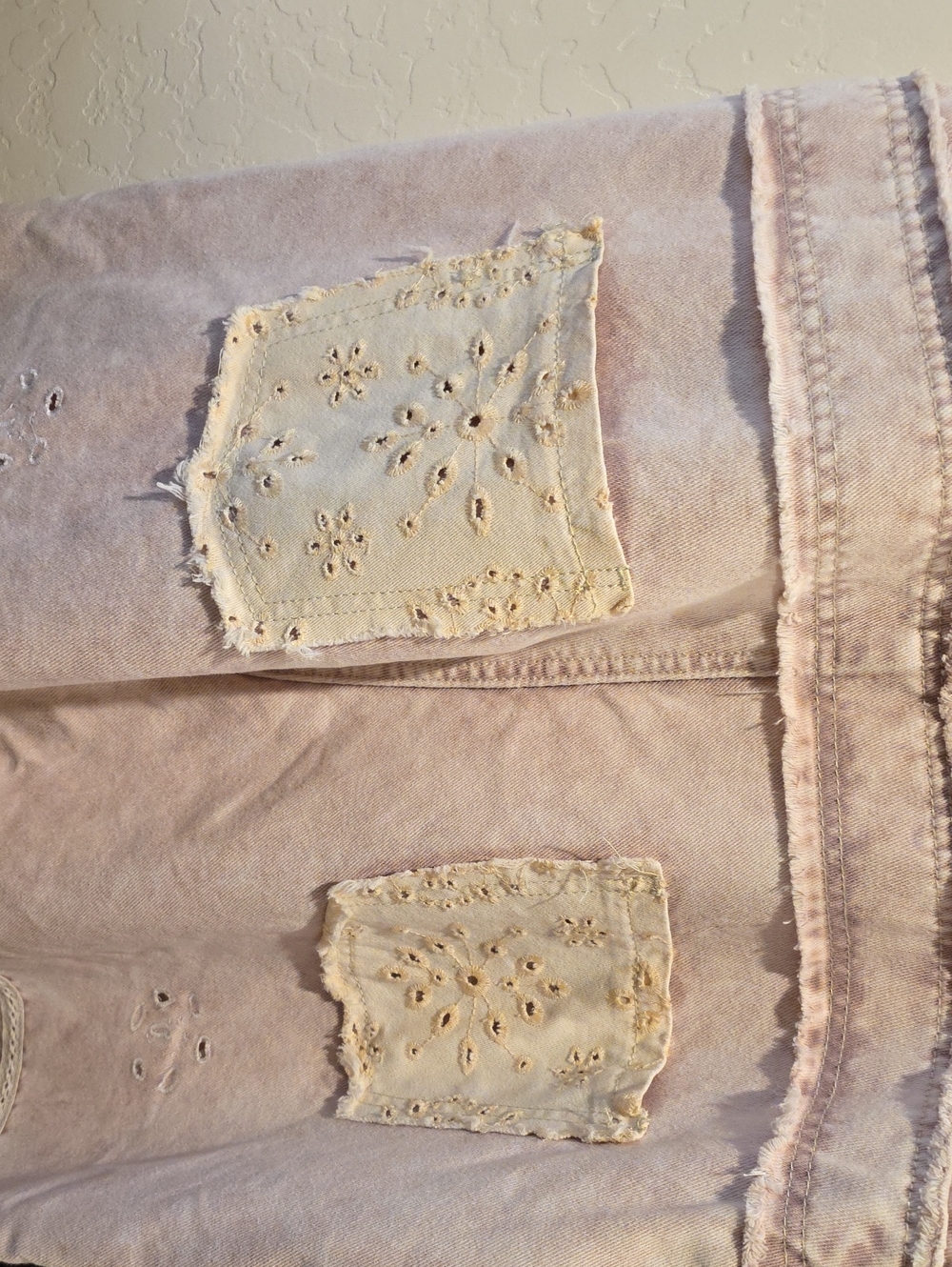 POL Pink Washed Denim Eyelet Wide-Leg Jumpsuit - Picture 14 of 16